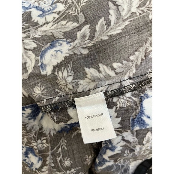 J.Jill Floral Print Short Sleeve Midi Dress Size 12 Patch Pockets Green Olive - Picture 6 of 10
